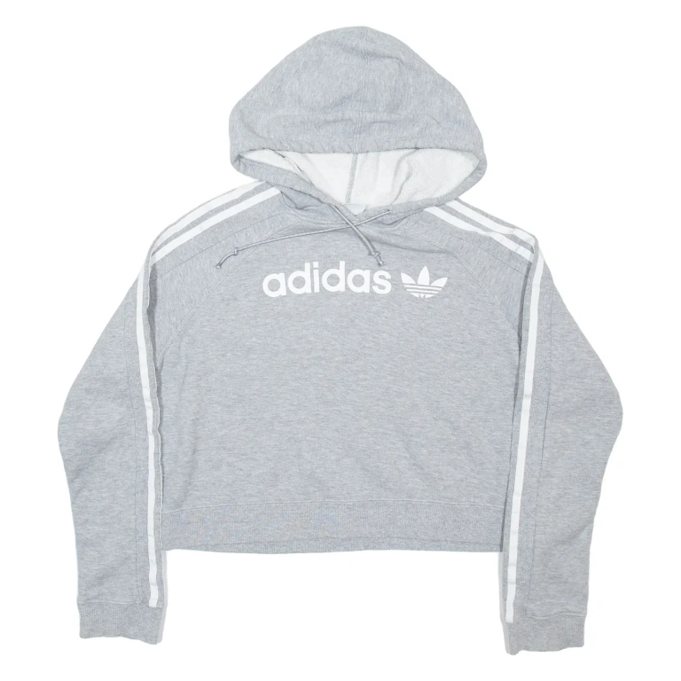 ADIDAS Cropped Womens Grey Hoodie UK 4
