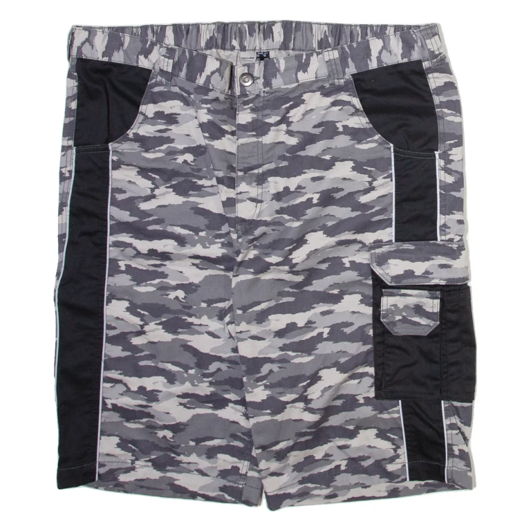 Mens Cargo Shorts Grey Camouflage XL W40