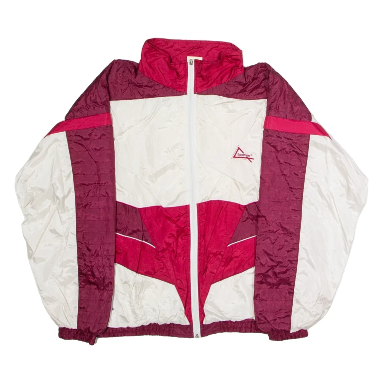 SPORTINO Mens Shell Jacket Maroon Nylon 80s Colourblock XL