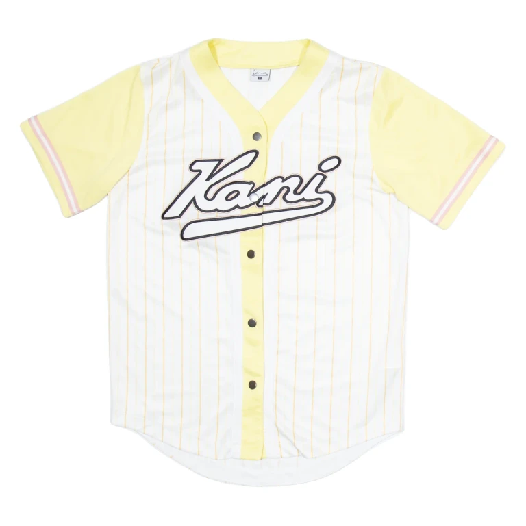 KARL KANI Womens Jersey White USA Button Neck S