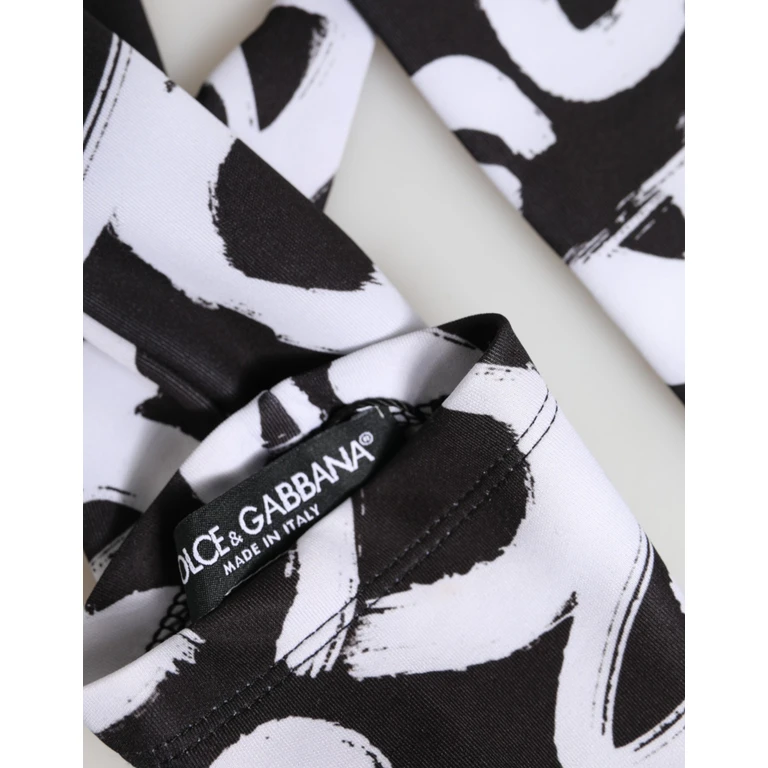 Black White Dg Logo Elbow Length Mitten Gloves And 10+pl - Women