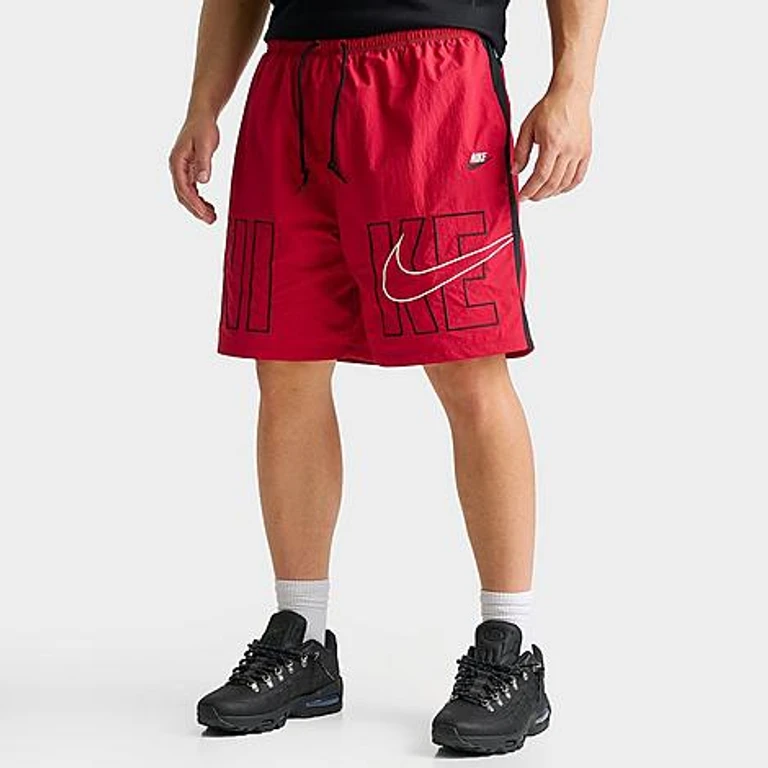 Nike Men's Sportswear Club Gel Block Sport Shorts in Gym Red/Black/White Size: XS