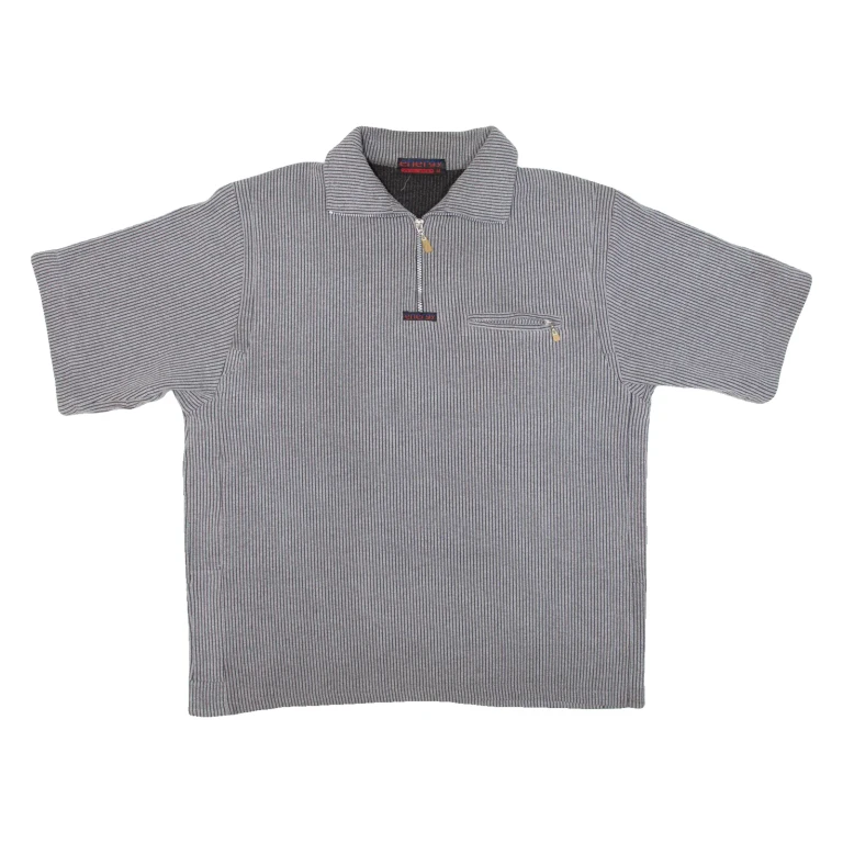 ENERGY BEST WEAR Mens Polo Shirt Grey Striped M
