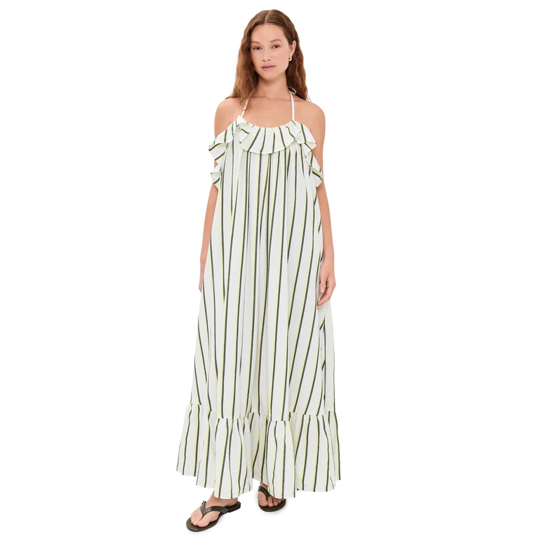 The Ruffled Midi Dress Stripe 20 S