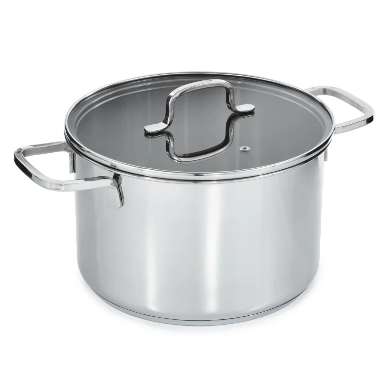 DiNA Helix Recycled 18/10 Stainless Steel 10" Stockpot 7qt., Glass Lid
