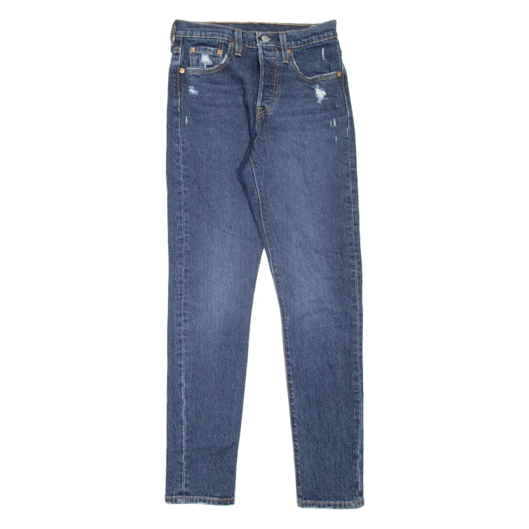 LEVI'S 501S Jeans Distressed Womens Blue Skinny Straight Stone Wash W25 L30