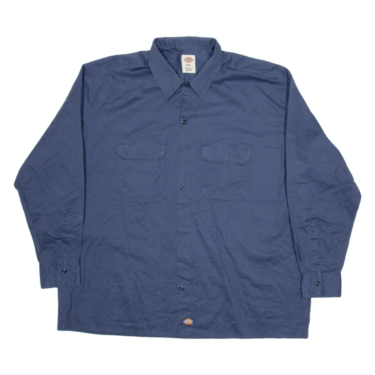 DICKIES Mens Worker Shirt Blue Long Sleeve 2XL