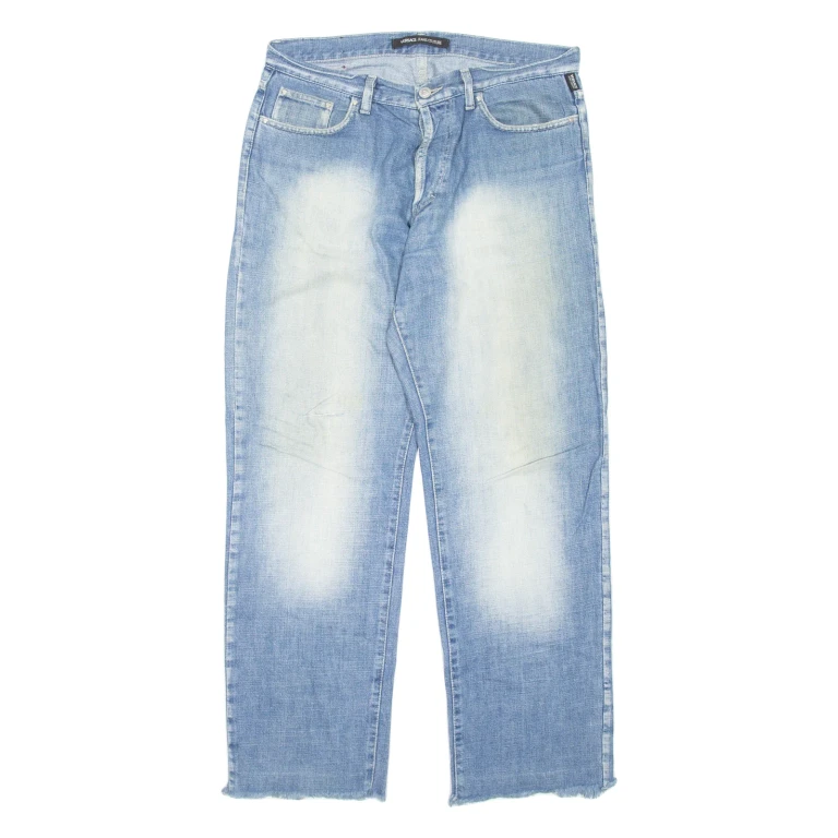 VERSACE JEANS Mens Jeans Blue Regular Straight Stone Wash W26 L31