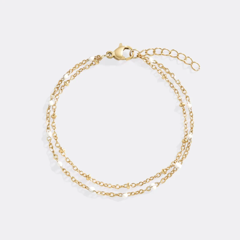 Dainty Double Chain Beaded Bracelet