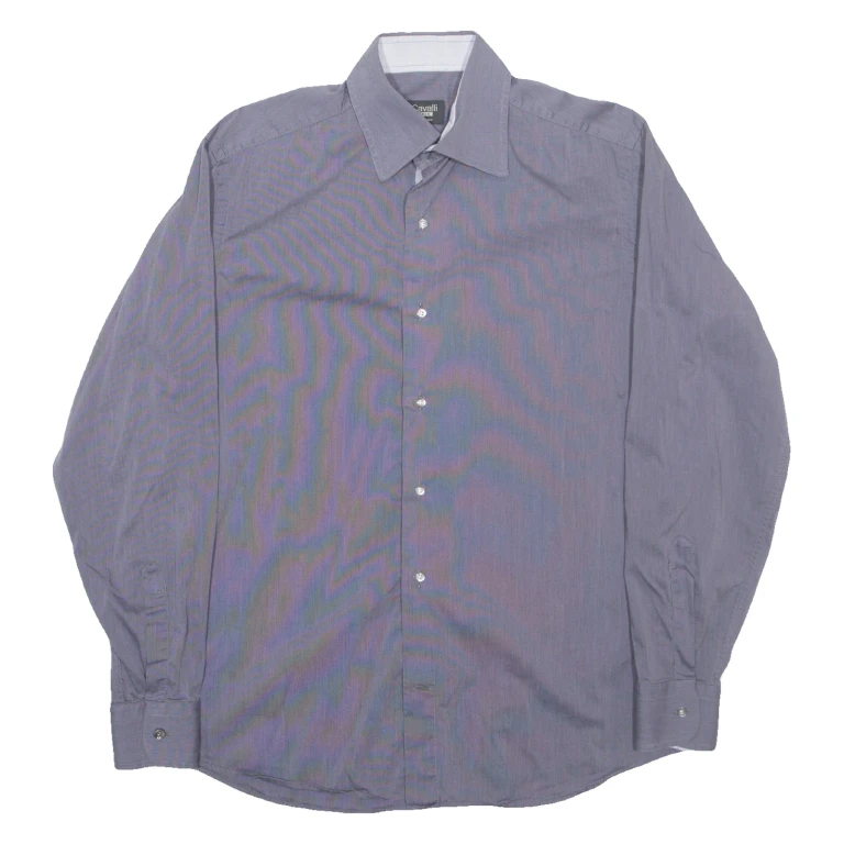 CAVALLI RACE Mens Shirt Grey Striped Long Sleeve L
