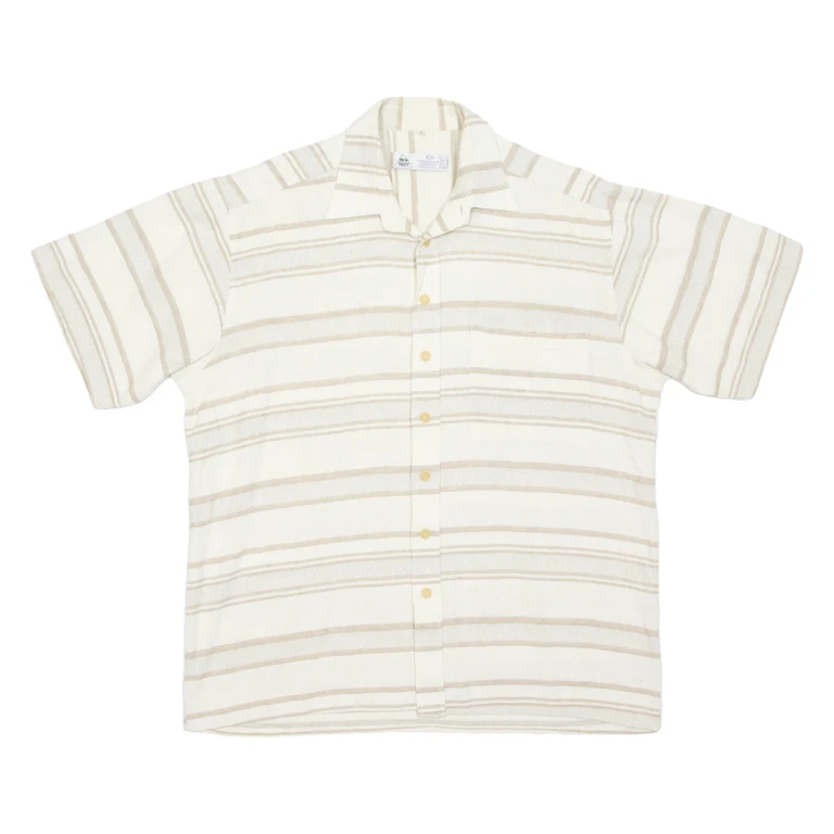 NEW TASTE Mens Shirt Beige Striped L