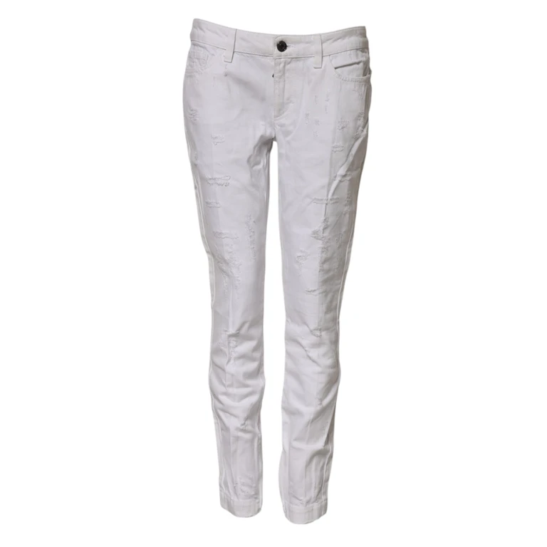 Dolce & Gabbana White Cotton Mid Waisted Women Denim Jeans Clothing - Women