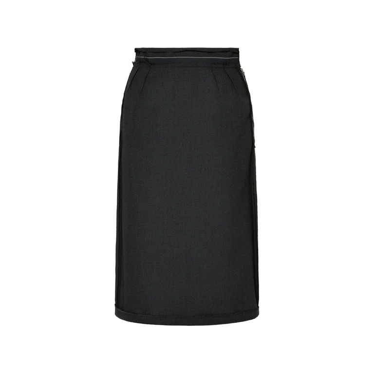 Four White Stitches Pleated Midi Skirt