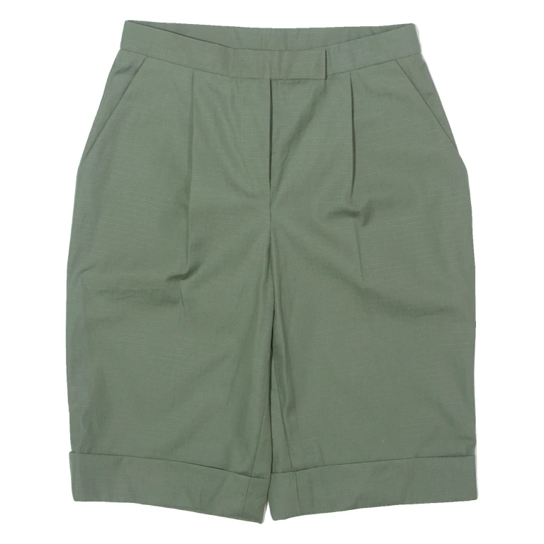 Pleated Womens Casual Shorts Green Slim 90s XS W26