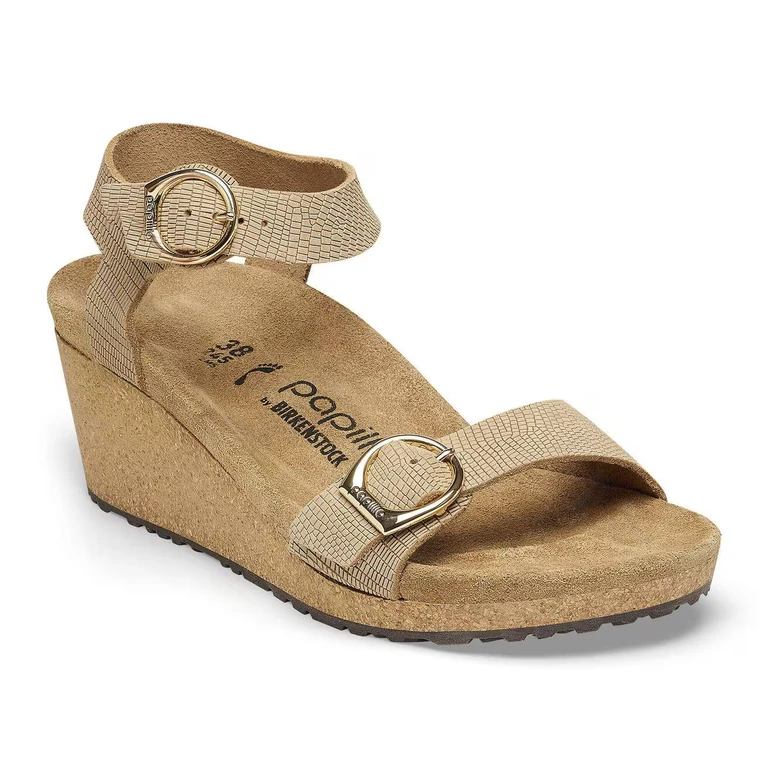 Unisex Soley Ring Buckle Nubuck Leather Embossed Sandcastle