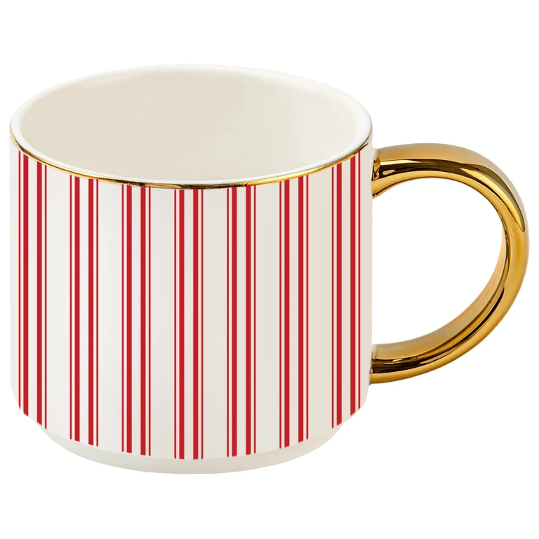 Red Stripe 14 oz Gold Handle Coffee Mug