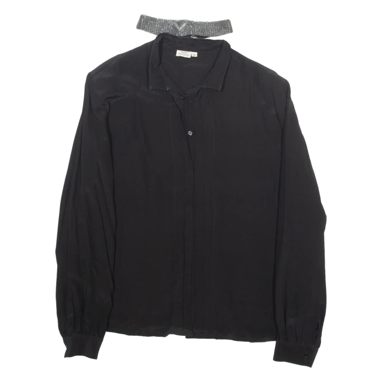 Womens Blouse Black High Neck Long Sleeve L