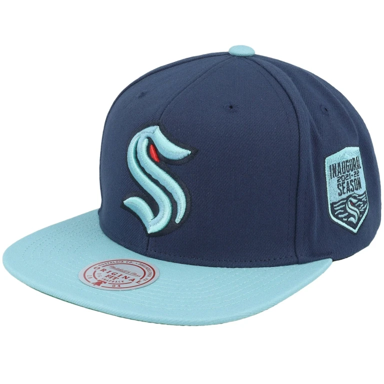 Men's NHL 2 Tone Side Patch Snapback Kraken Snapback Caps