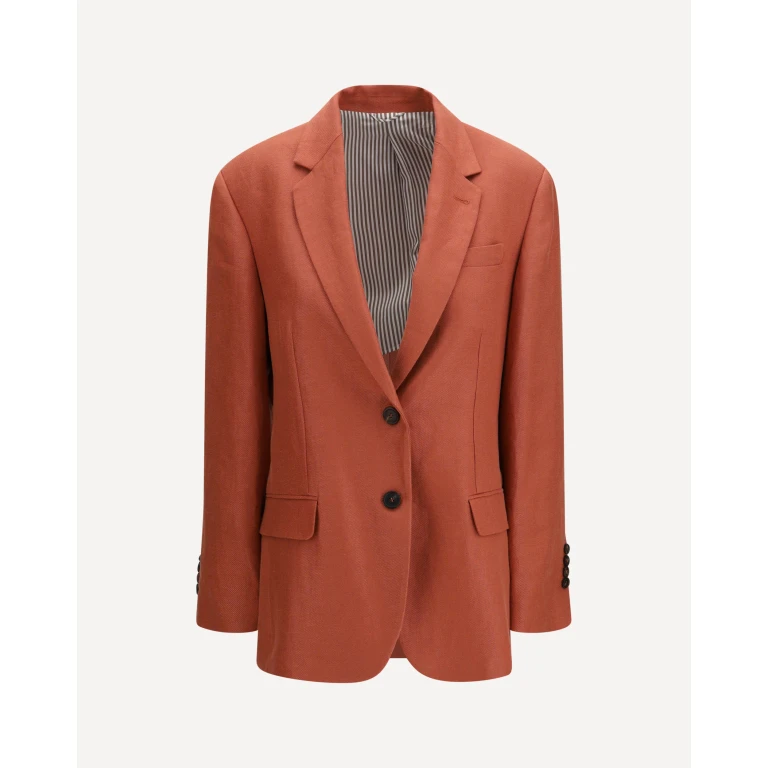 Blazer simple boutonnage en lin Brunello Cucinelli pour femme