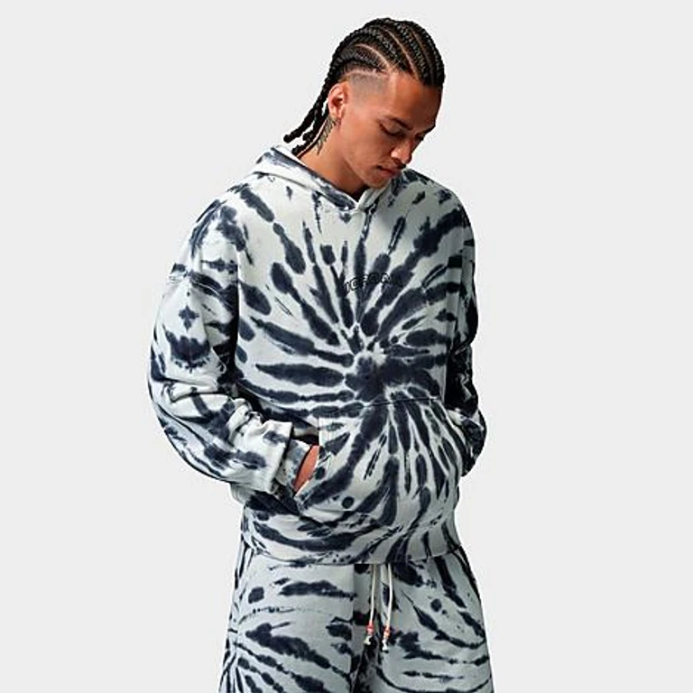 Nike Men's Jordan Brooklyn Fleece Tie-Dye Festival Pullover Hoodie in Sail/Off-Noir/Black Size: XS