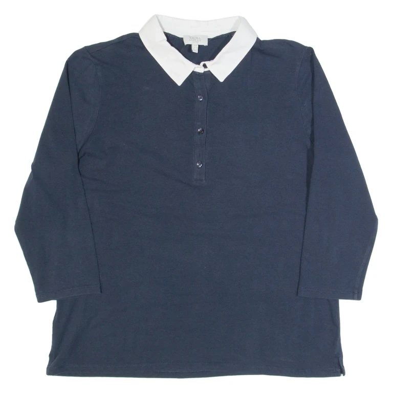 LAURA ASHLEY Womens Top Blue Collared 3/4 Sleeve UK 16