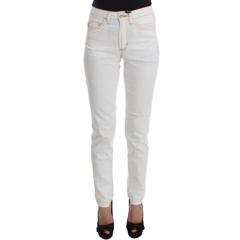 Roberto Cavalli White Cotton Blend Slim Fit Jeans Clothing - Women