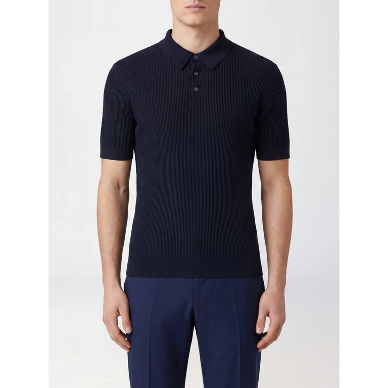 Short-Sleeved Knit Polo in Pure Cotton with a Three-Button Placket (MU0D58520828)