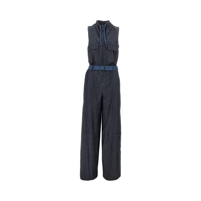 EMPORIO ARMANI Lightweight denim jumpsuit with belt Woman 42