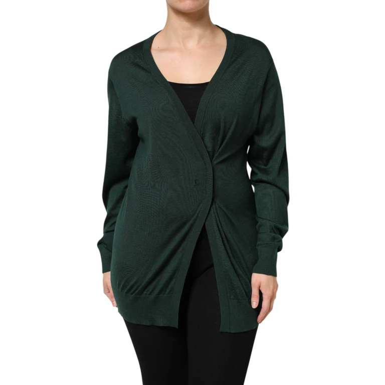 Dolce & Gabbana Dark Green Cashmere Silk Cardigan Sweater Clothing - Women
