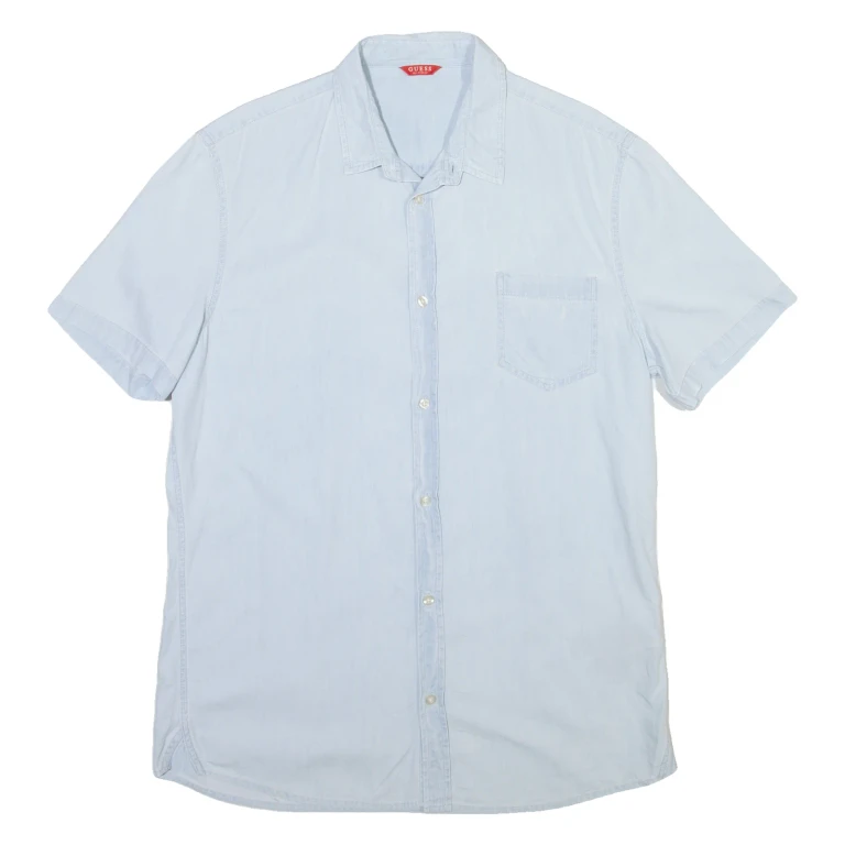 GUESS Mens Plain Shirt Blue XL