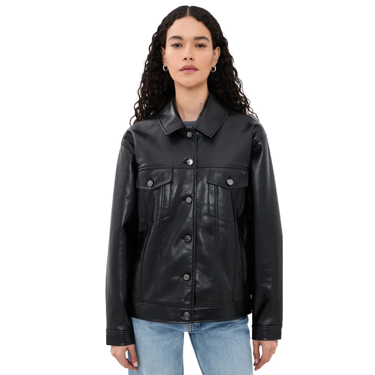 Rory Jacket in Black Recycled Leather Black Recycled Leather M