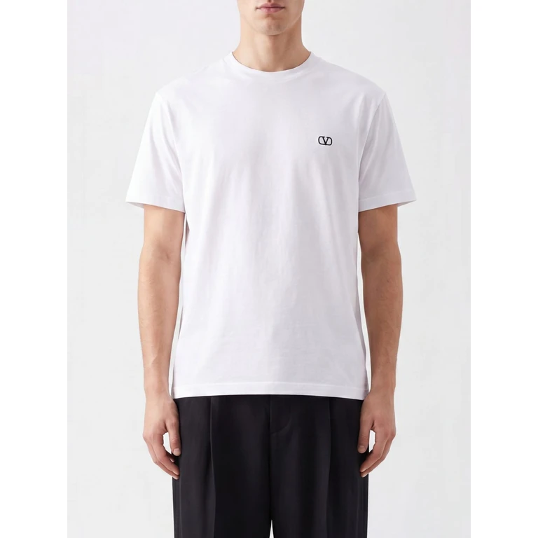 VLogo Signature Cotton T-shirt with Contrasting Logo (MG10VBMM0BO)