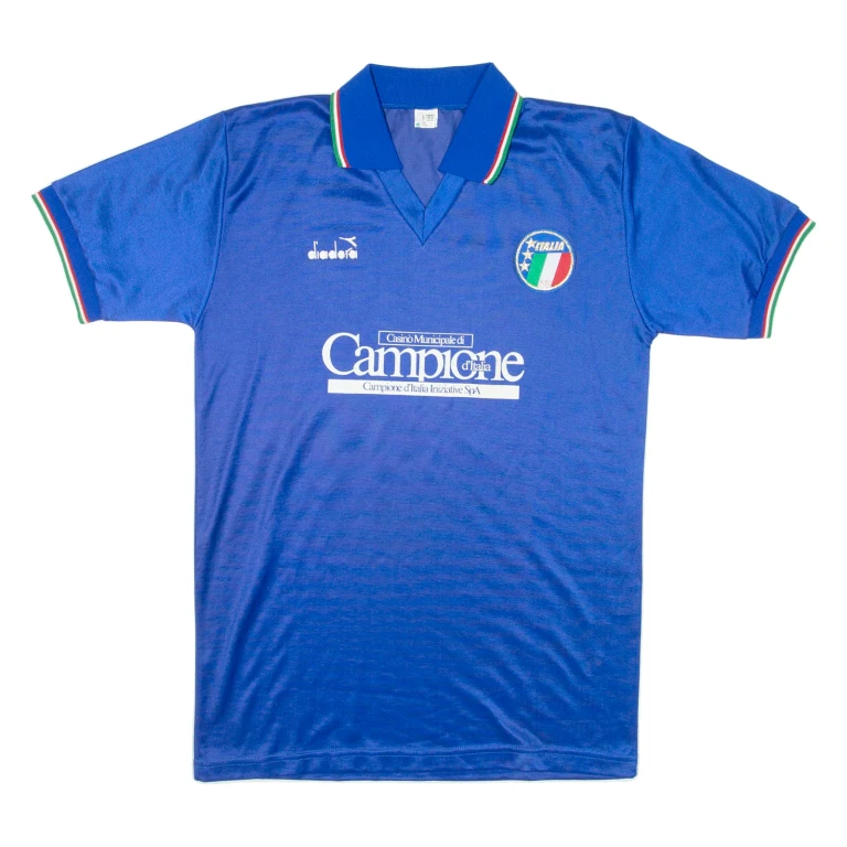 DIADORA Italy 1990 Home Kit Mens Football Shirt Jersey Blue 90s L
