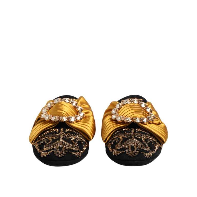 Dolce & Gabbana Multicolor Embellished Flat Sandals Shoes Leather Cotton Silk Viscose - Women