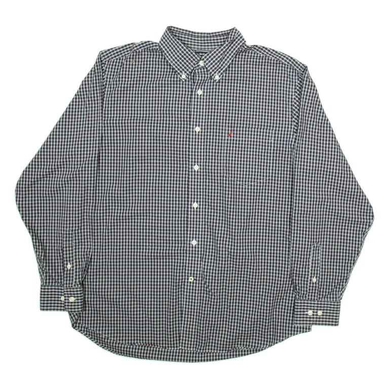 NAUTICA Mens Shirt Black Check Long Sleeve XL