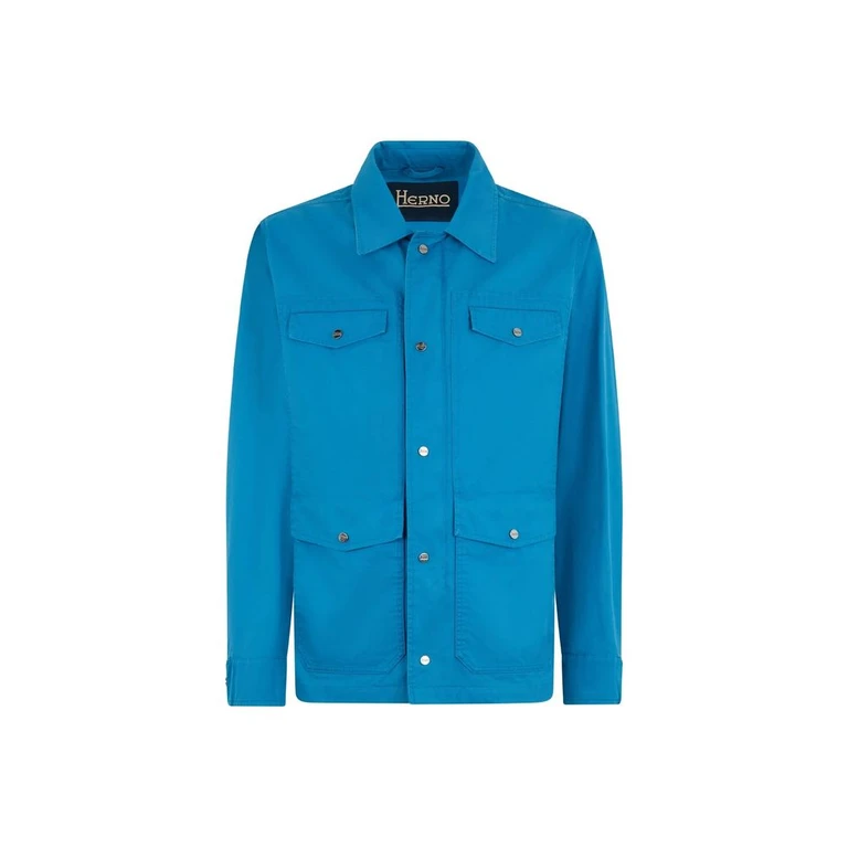 Herno Blue Cotton Shell Jacket Clothing - Men
