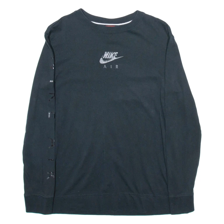 NIKE Womens T-Shirt Black Long Sleeve XS