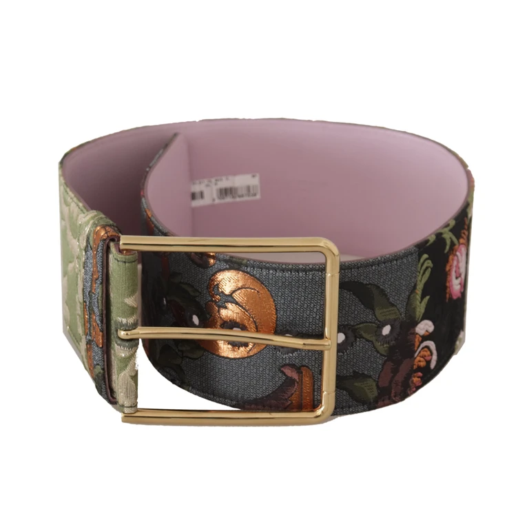Dolce & Gabbana Multicolor Leather Embroidered Gold Metal Buckle Belt Canvas - Women