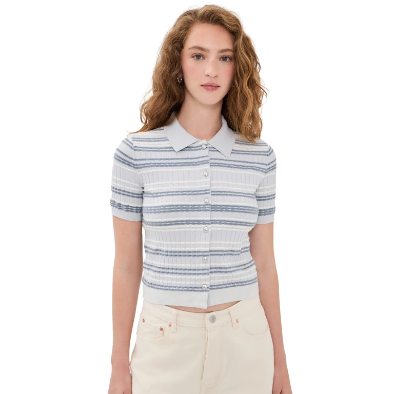 rag & bone Karina Stripe Cardigan Light Blue XXS