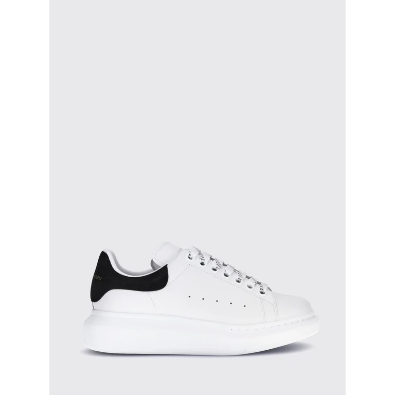 White Leather Sneakers With Black Suede Heel