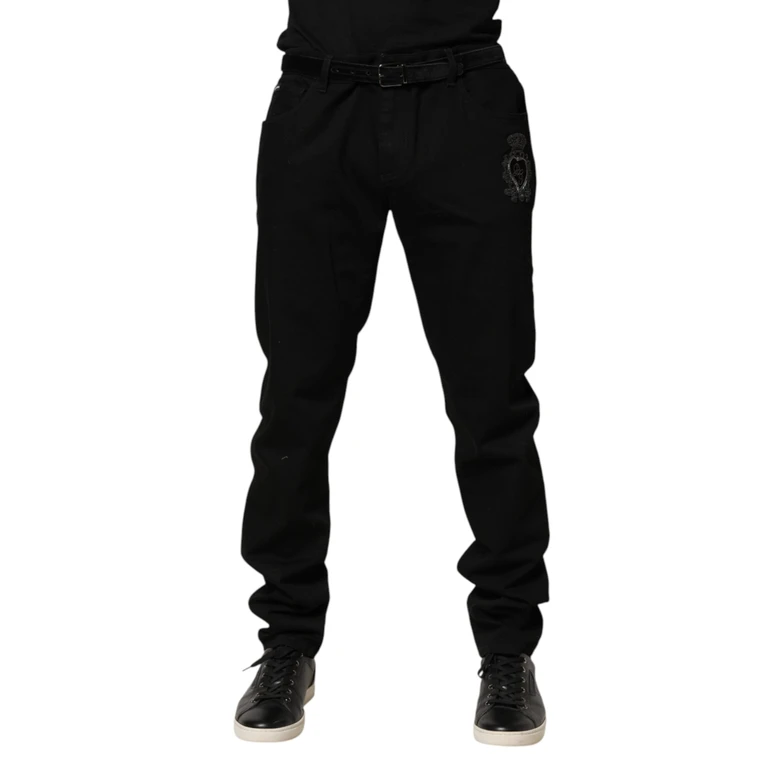 Dolce & Gabbana Black Sacred Heart Skinny Men Denim Jeans Cotton Elastane Clothing - Men