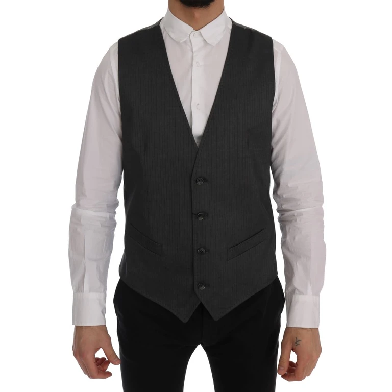 Dolce & Gabbana Gray Staff Cotton Rayon Vest Clothing - Men