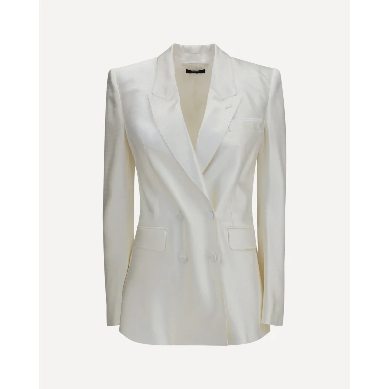 Polka-dot satin double-breasted Blazer Female 36