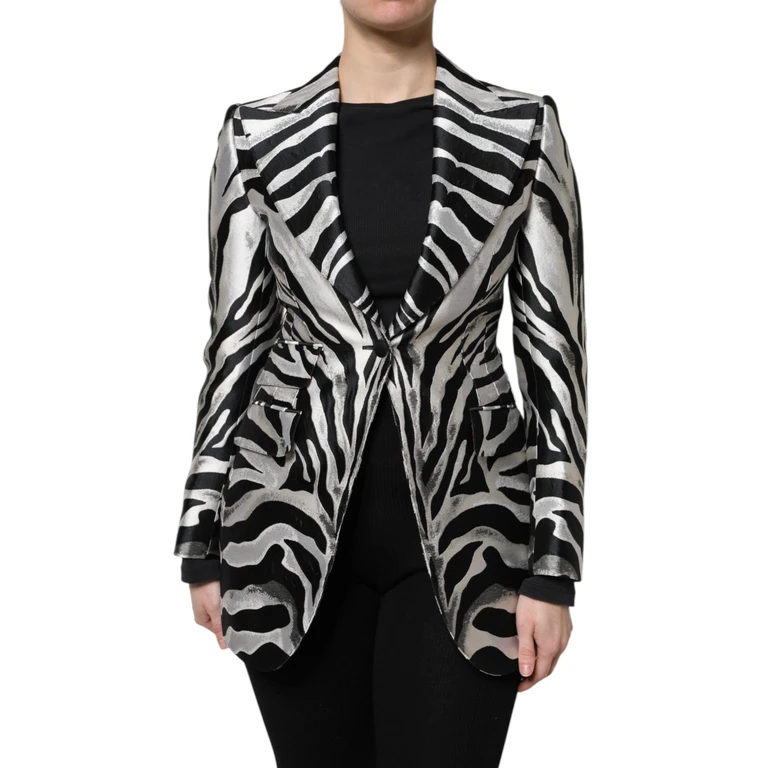 Dolce & Gabbana Black White Polyester Women Blazer Jacket And Silk Clothing - Women