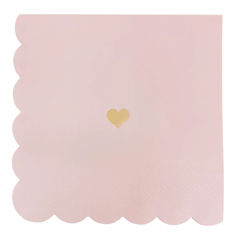 Pink with Gold Heart Cocktail Napkins