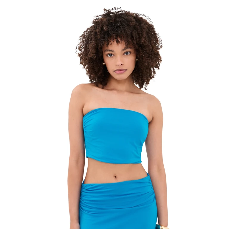 Ramy Brook Solid Raya Top Aegean Blue XS