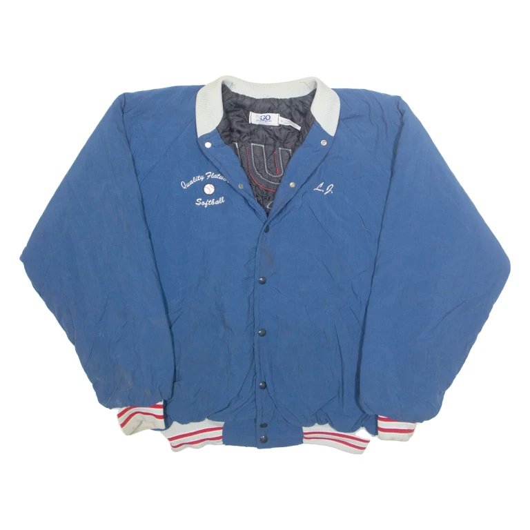 GO SPORTSWEAR Mens Bomber Jacket Blue USA XL