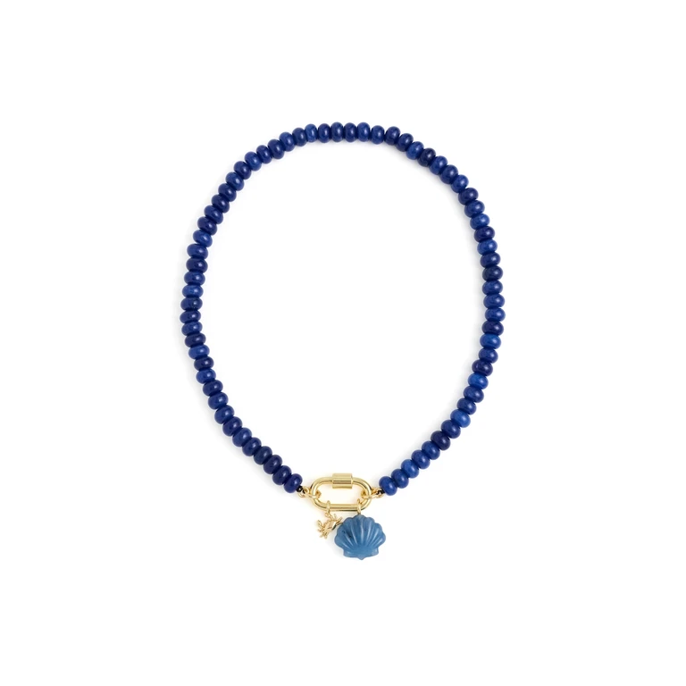 Madewell Beaded Charm Carabiner Necklace Lapis One Size