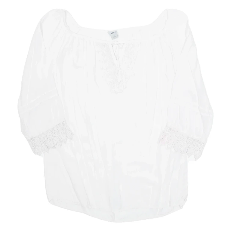 ZEBRA Womens Top White 3/4 Sleeve S