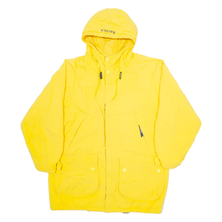 NAUTICA Mens Coat Yellow Nylon Hooded M